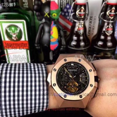 Perfect Replica Audemars Piguet Royal Oak Concept Black Skeleton Dial Tourbillon Watch-Audemars Piguet Royal Oak Price List 